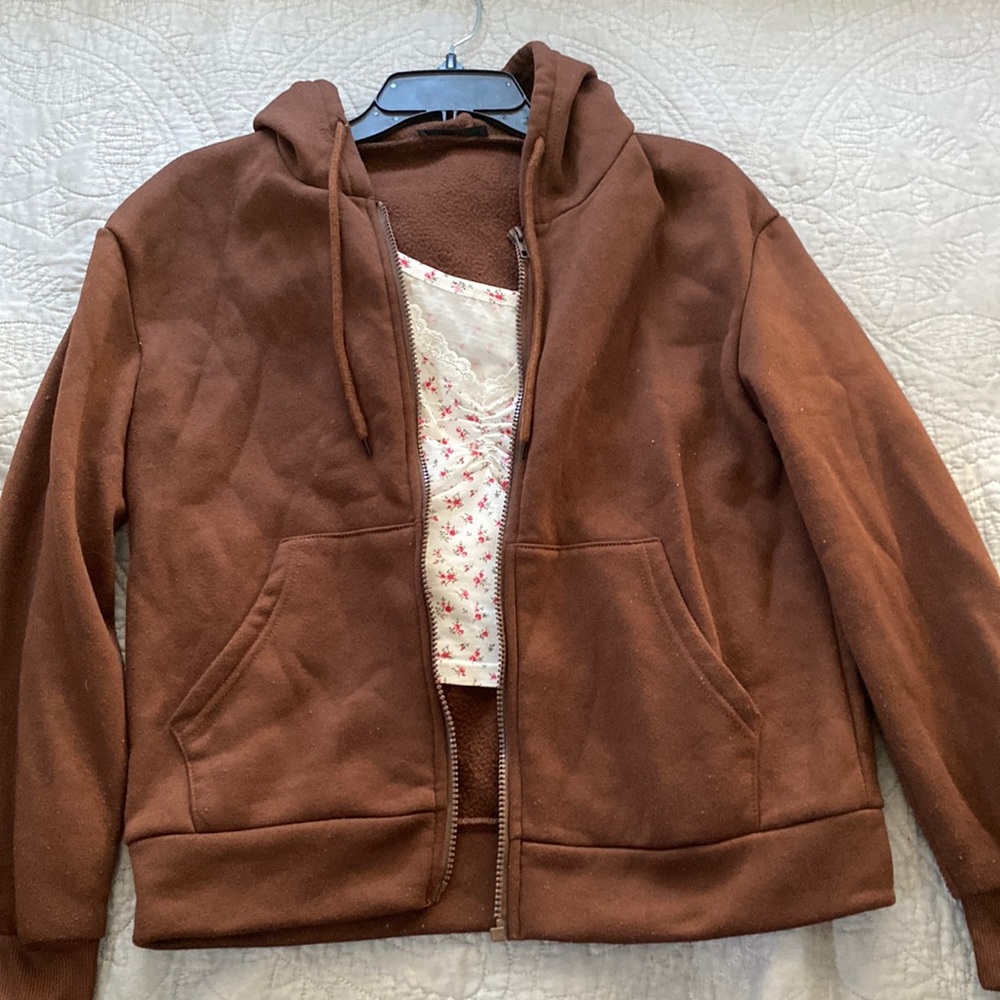 Brown full-zip hoodie